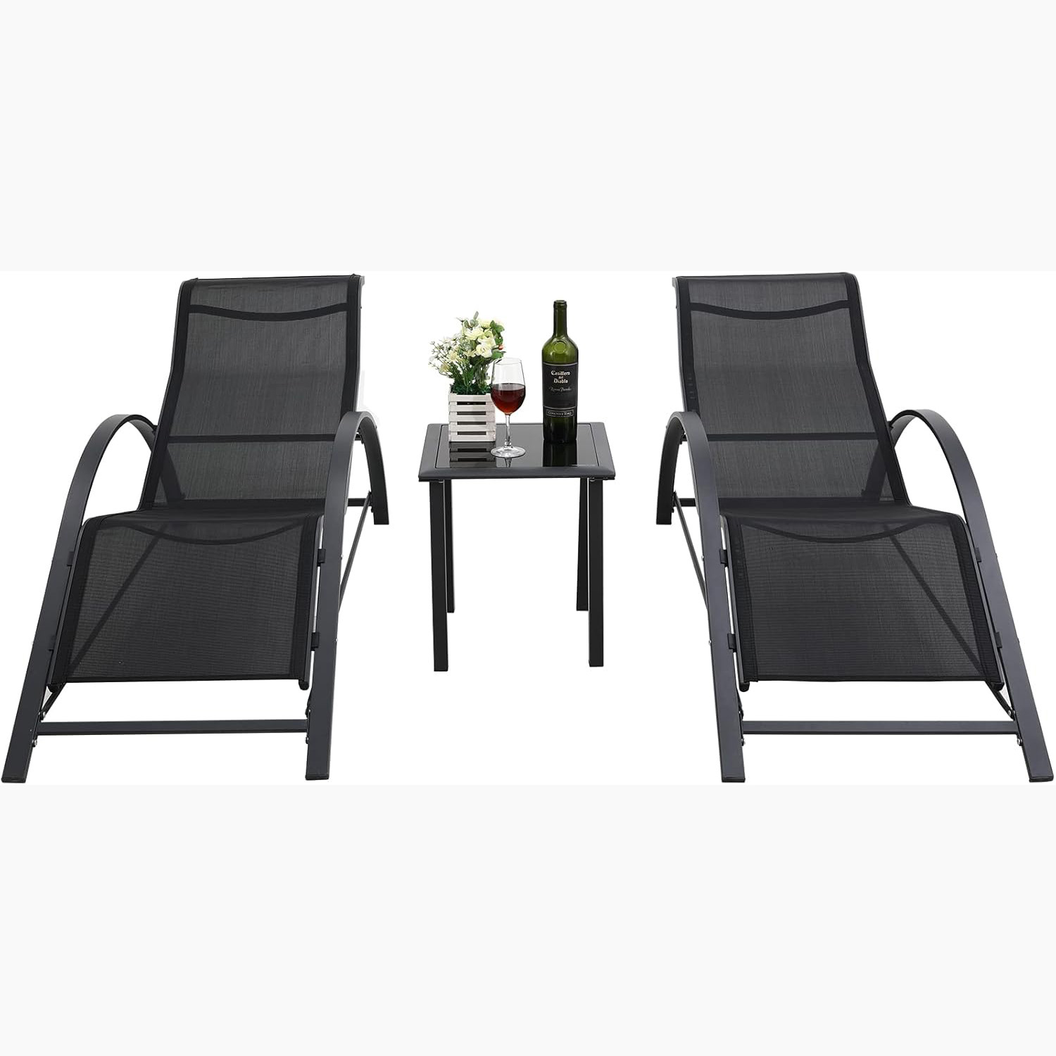 Deck Chair Lounger - Conjunto de 3 tumbonas para patio