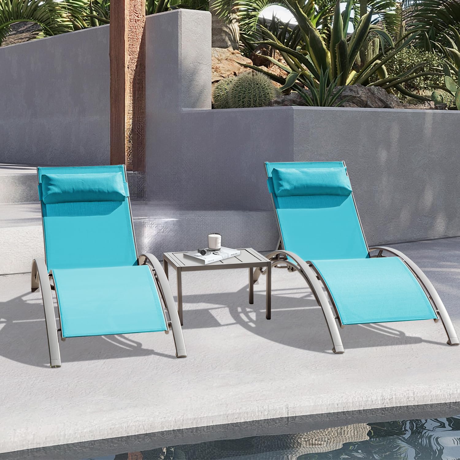 Deck Chair Lounger - Conjunto de Sillas Reclinables de Aluminio