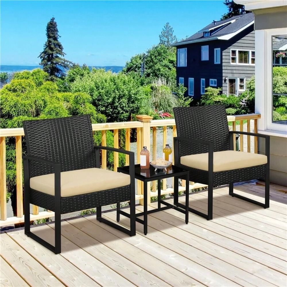 Outdoor Furniture Table And Chairs - Conjunto de muebles de mimbre para