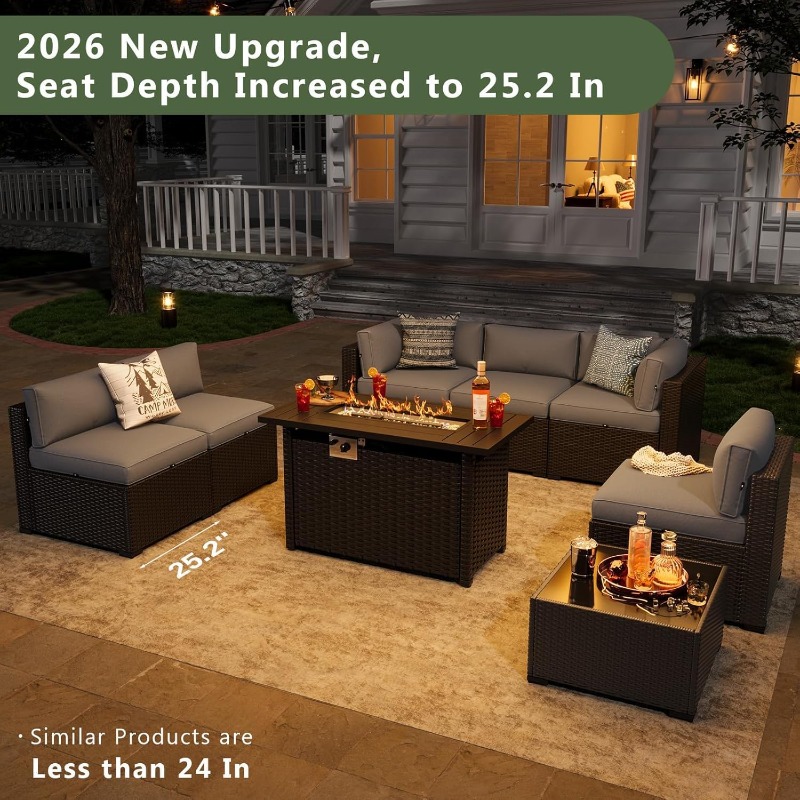 Outdoor Furniture Fire Table - Juego de Muebles de Patio Aoxun