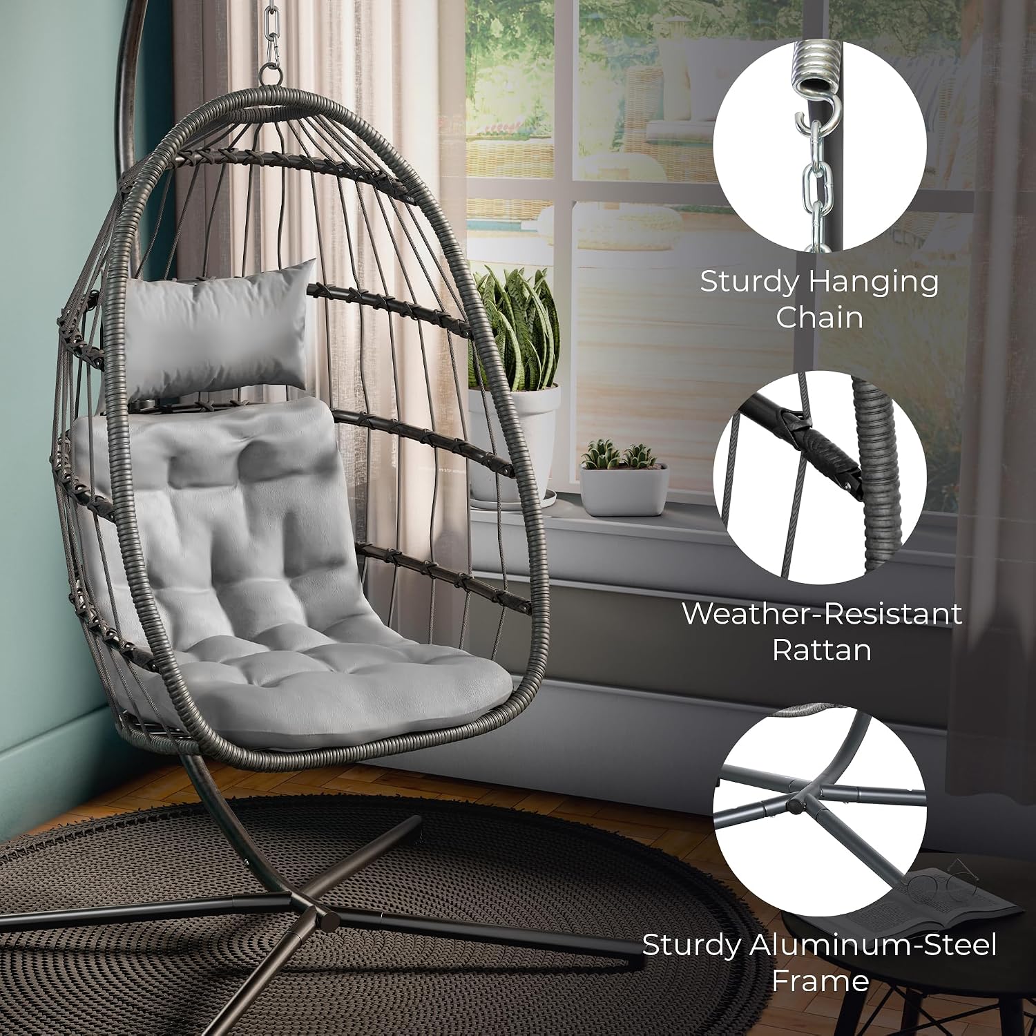 Silla Colgante Tipo Huevo con  - Hanging Egg Chair reseña y precio
