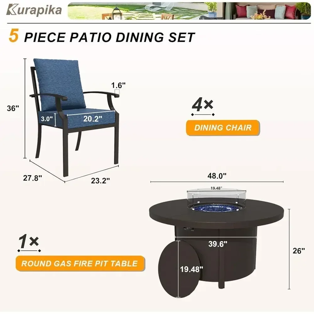 Juego de Muebles de Patio de 5 - Outdoor Furniture Fire Table reseña y precio