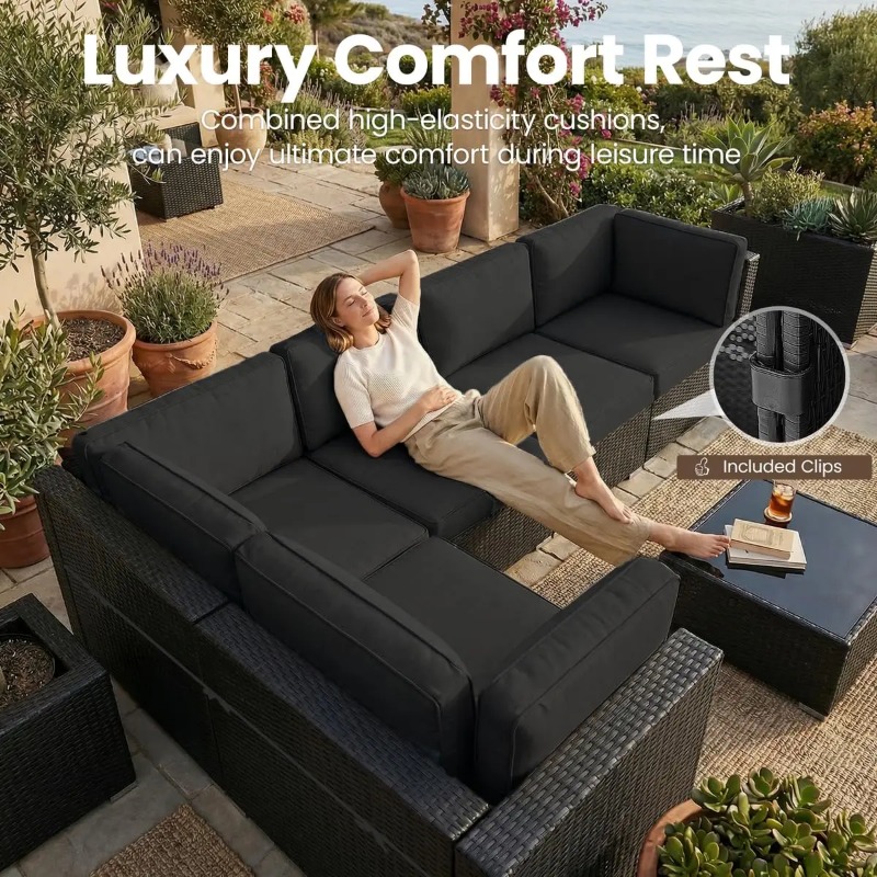 Juego de Sofás Seccionales de  - Outdoor Furniture Fire Table reseña y precio
