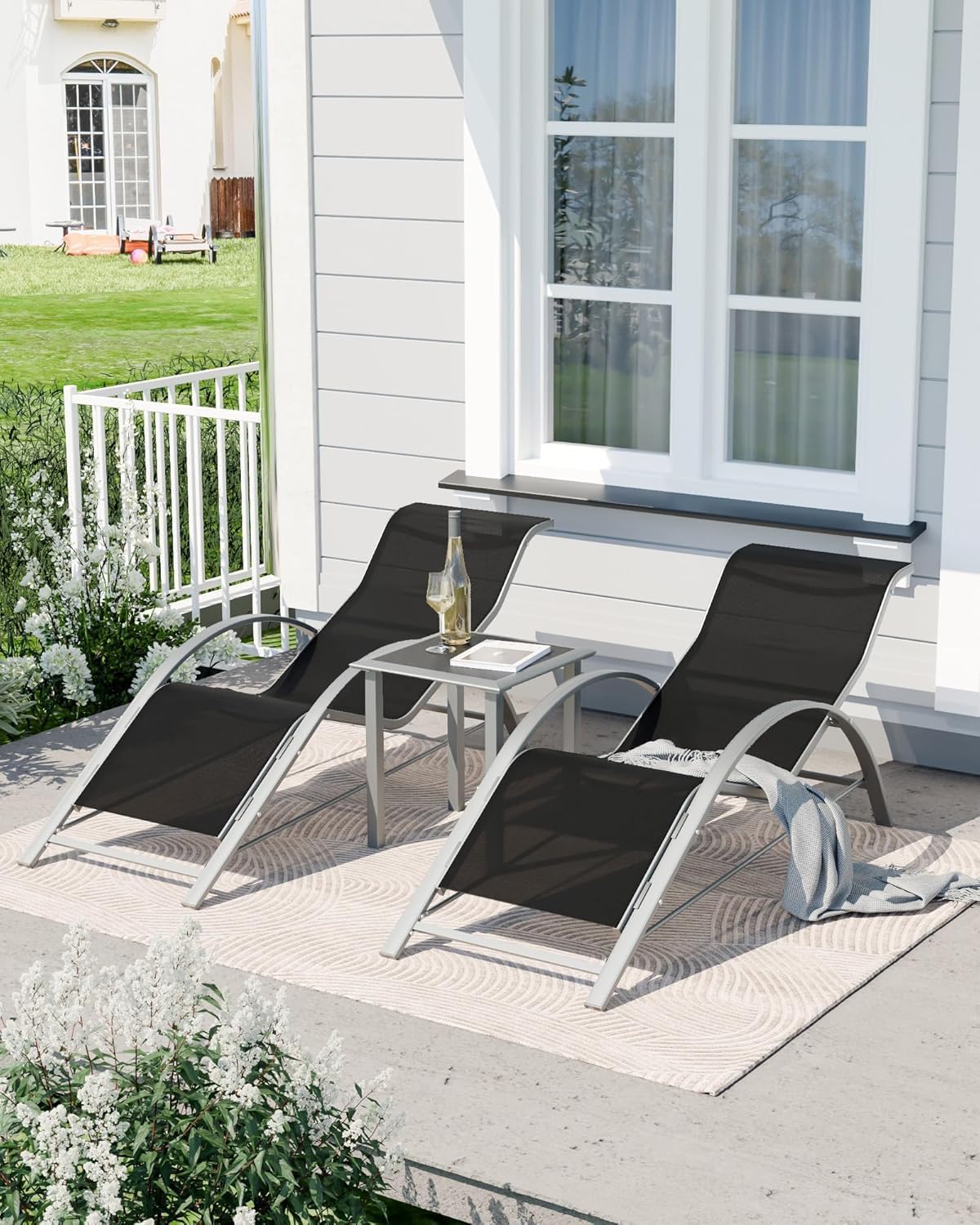Conjunto de 3 tumbonas para pa - Deck Chair Lounger reseña y precio