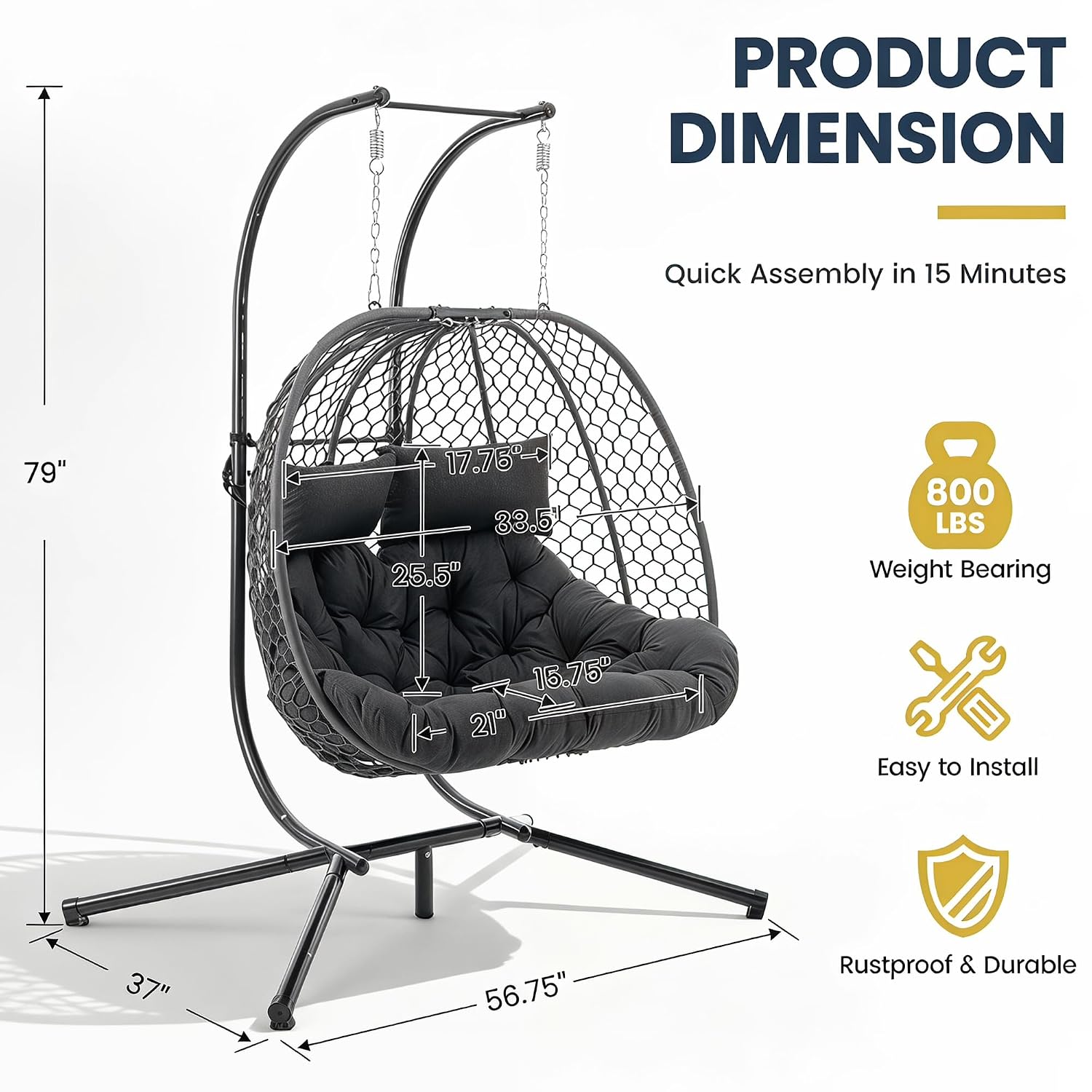 Silla colgante doble para exte - Hanging Egg Chair reseña y precio