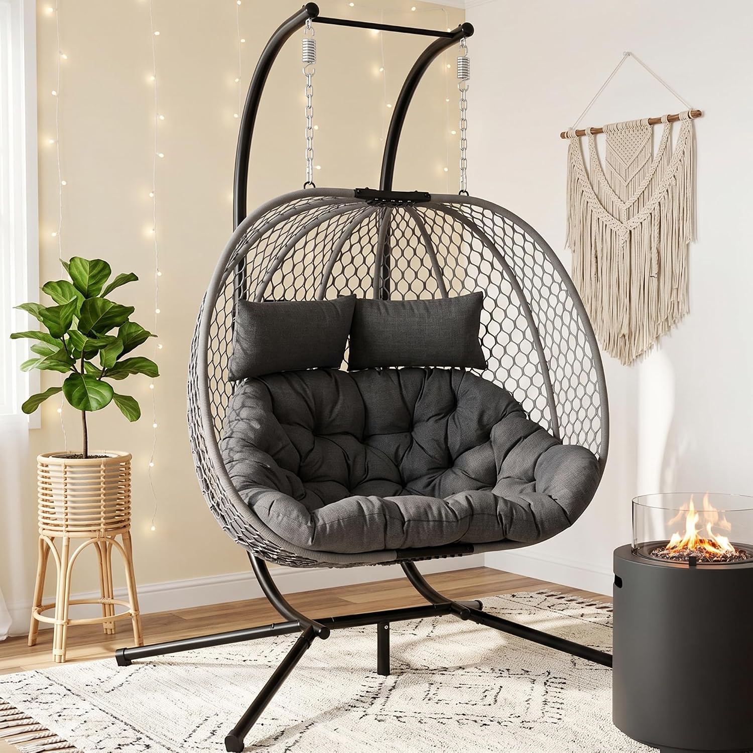 Silla colgante doble para exte - Hanging Egg Chair reseña y precio