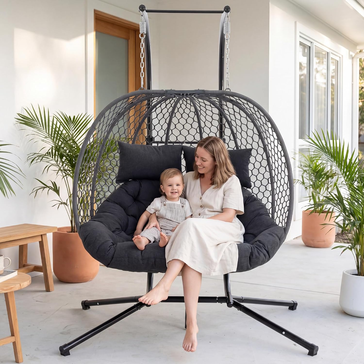 Silla colgante doble para exte - Hanging Egg Chair reseña y precio