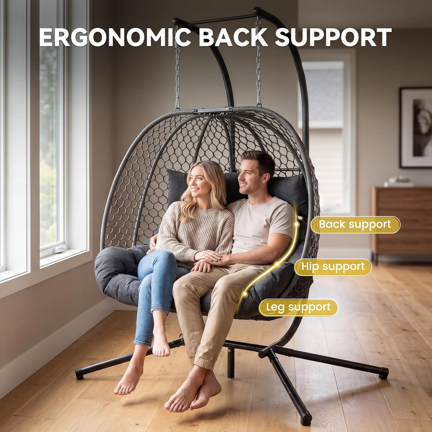 Silla colgante doble para exte - Hanging Egg Chair reseña y precio