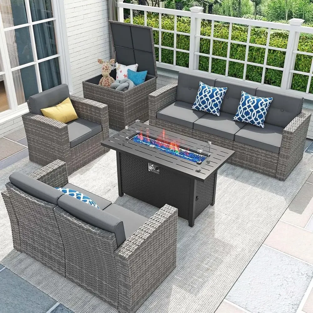 Juego de Muebles de Patio de 8 - Outdoor Furniture Fire Table reseña y precio