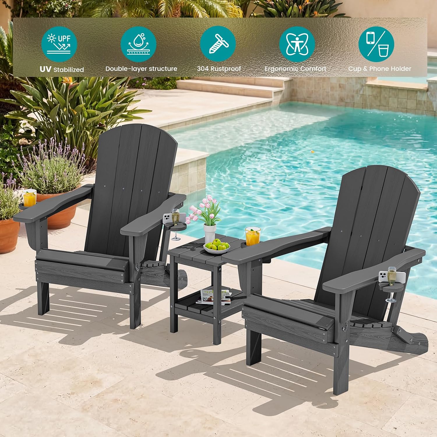 Juego de dos sillas plegables  - Outdoor Furniture Fire Pit reseña y precio