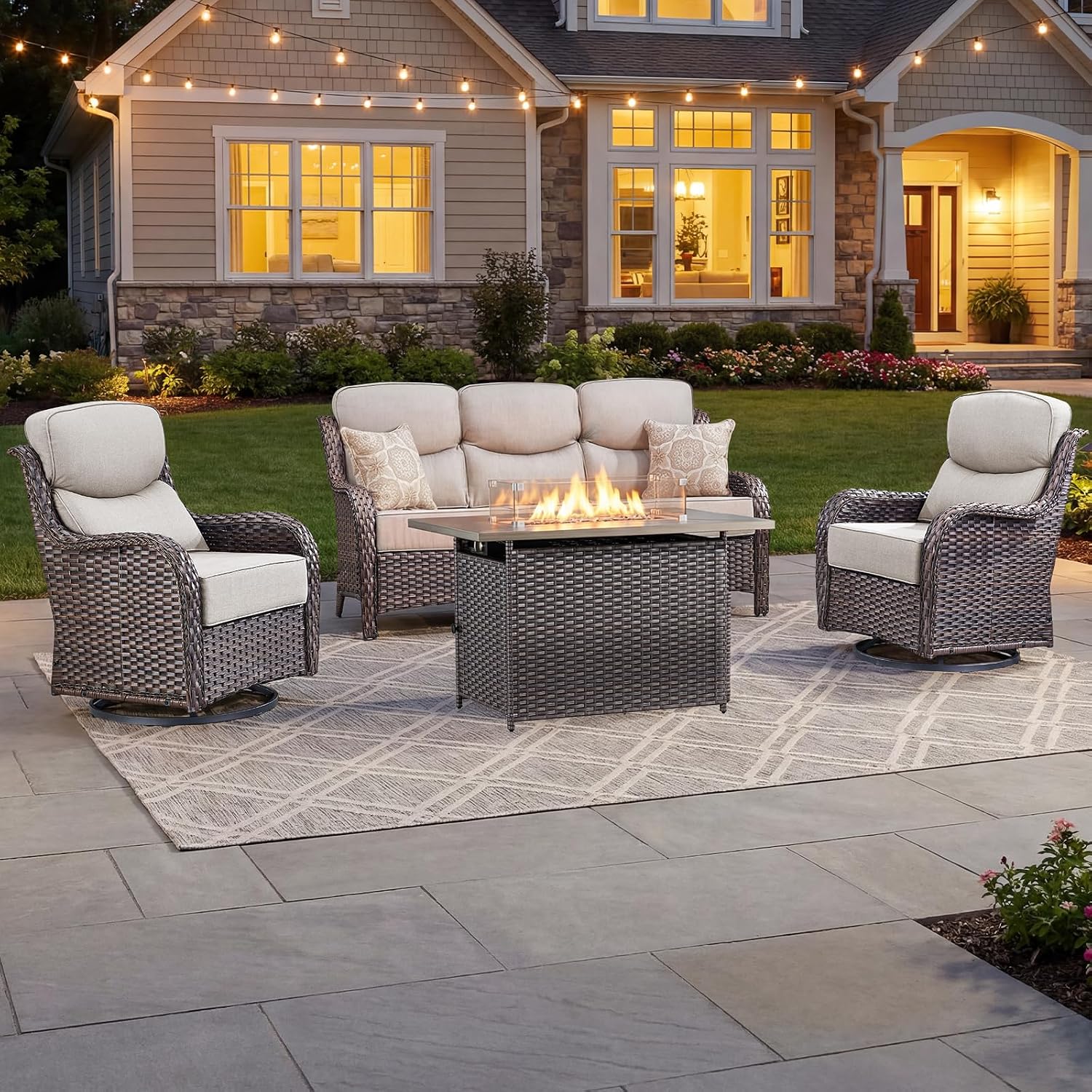 Conjunto de muebles de lujo pa - Outdoor Furniture Fire Table reseña y precio
