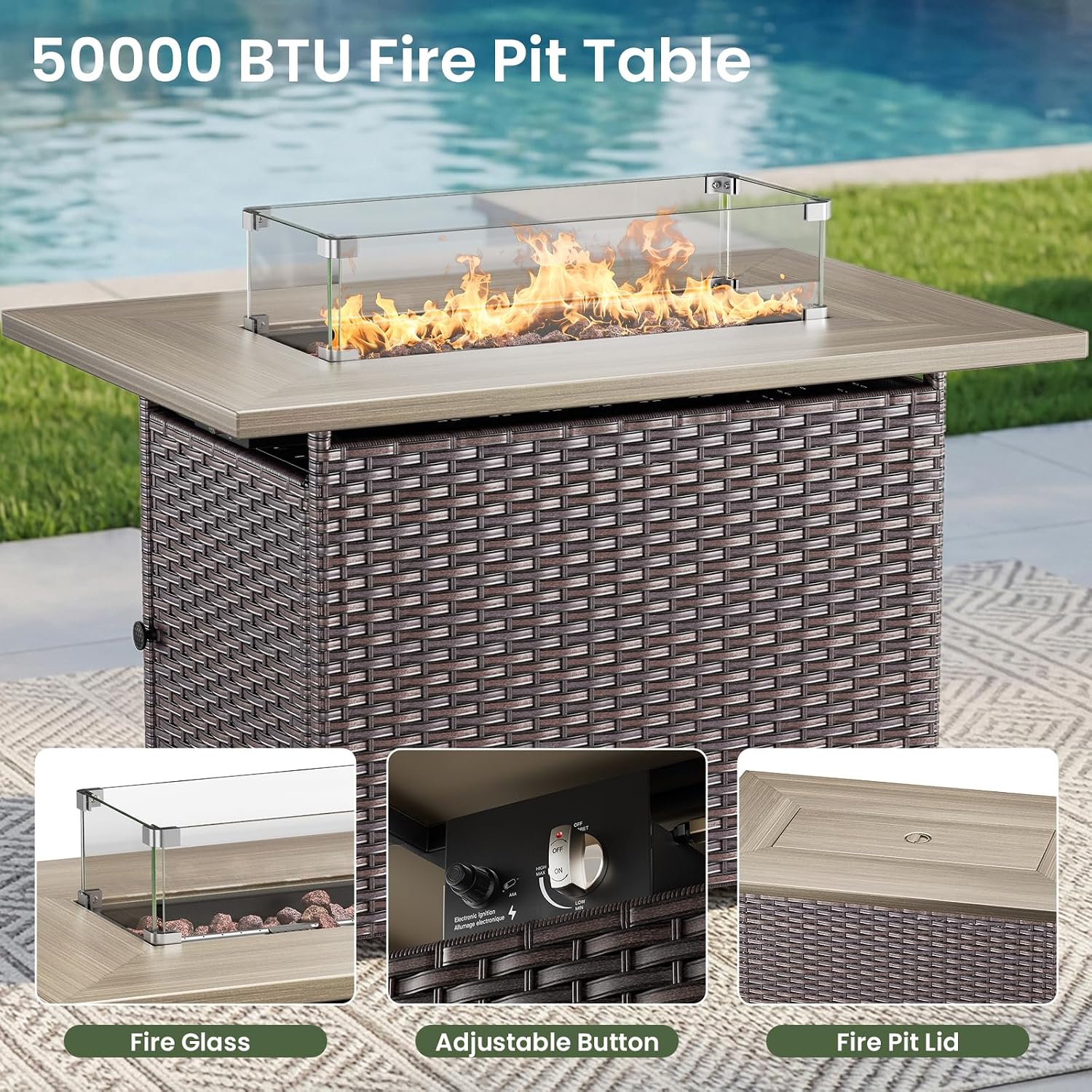 Conjunto de muebles de lujo pa - Outdoor Furniture Fire Table reseña y precio