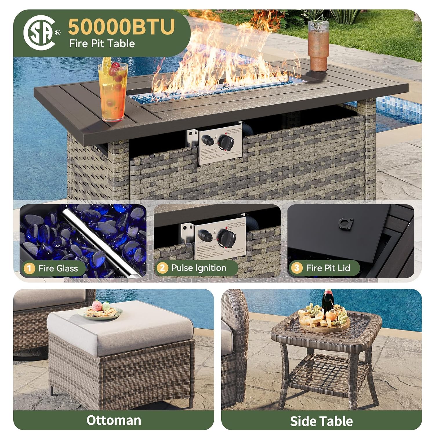 Conjunto de Muebles de Jardín  - Outdoor Furniture Fire Table reseña y precio