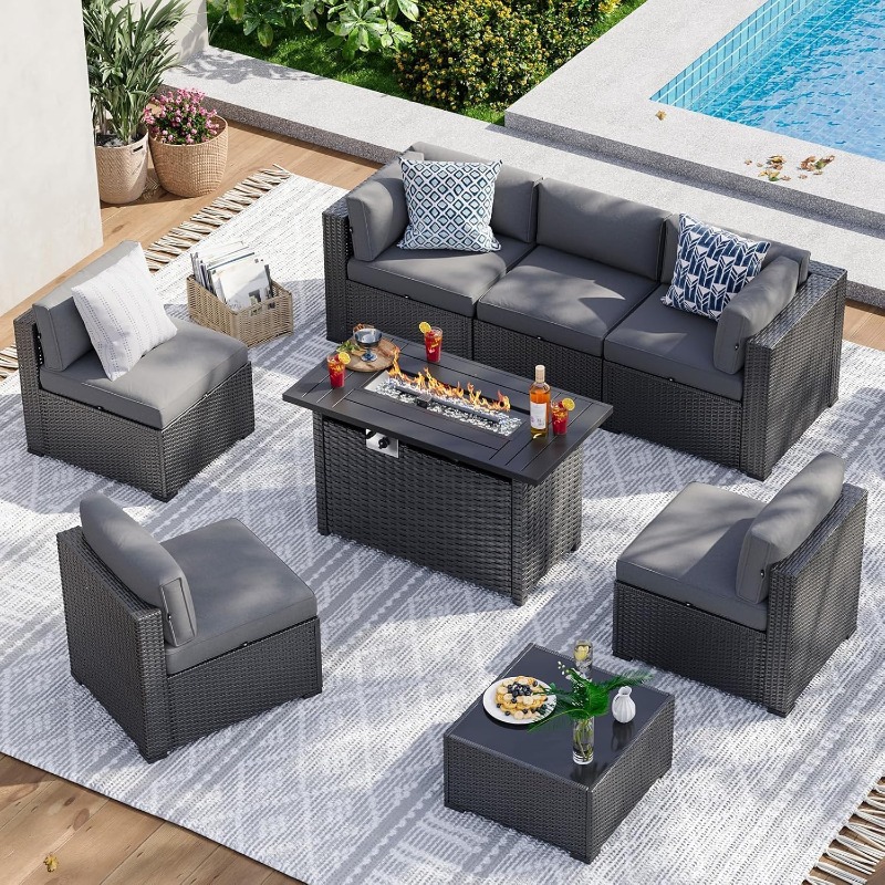 Juego de Muebles de Patio Aoxu - Outdoor Furniture Fire Table reseña y precio