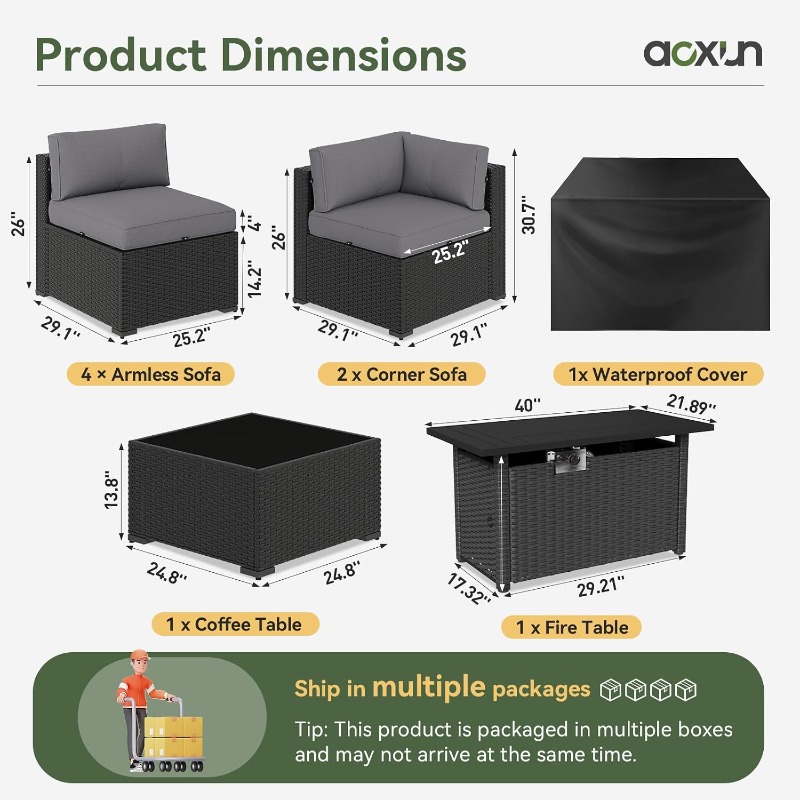 Juego de Muebles de Patio Aoxu - Outdoor Furniture Fire Table reseña y precio