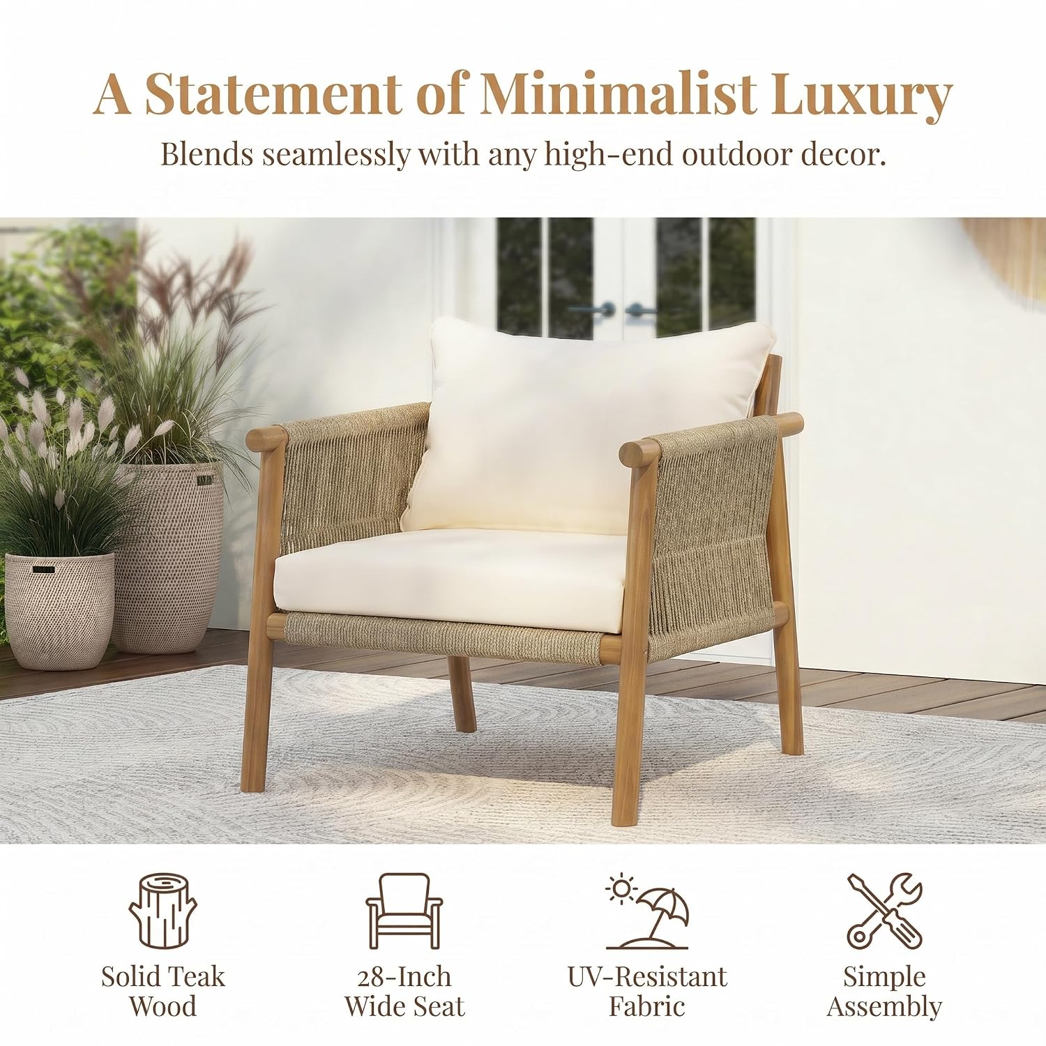 Sillón de Madera Maciza para E - Deck Chair Lounger reseña y precio