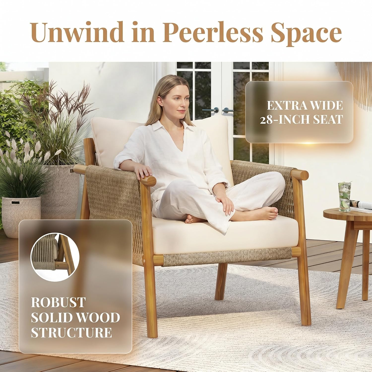Sillón de Madera Maciza para E - Deck Chair Lounger reseña y precio