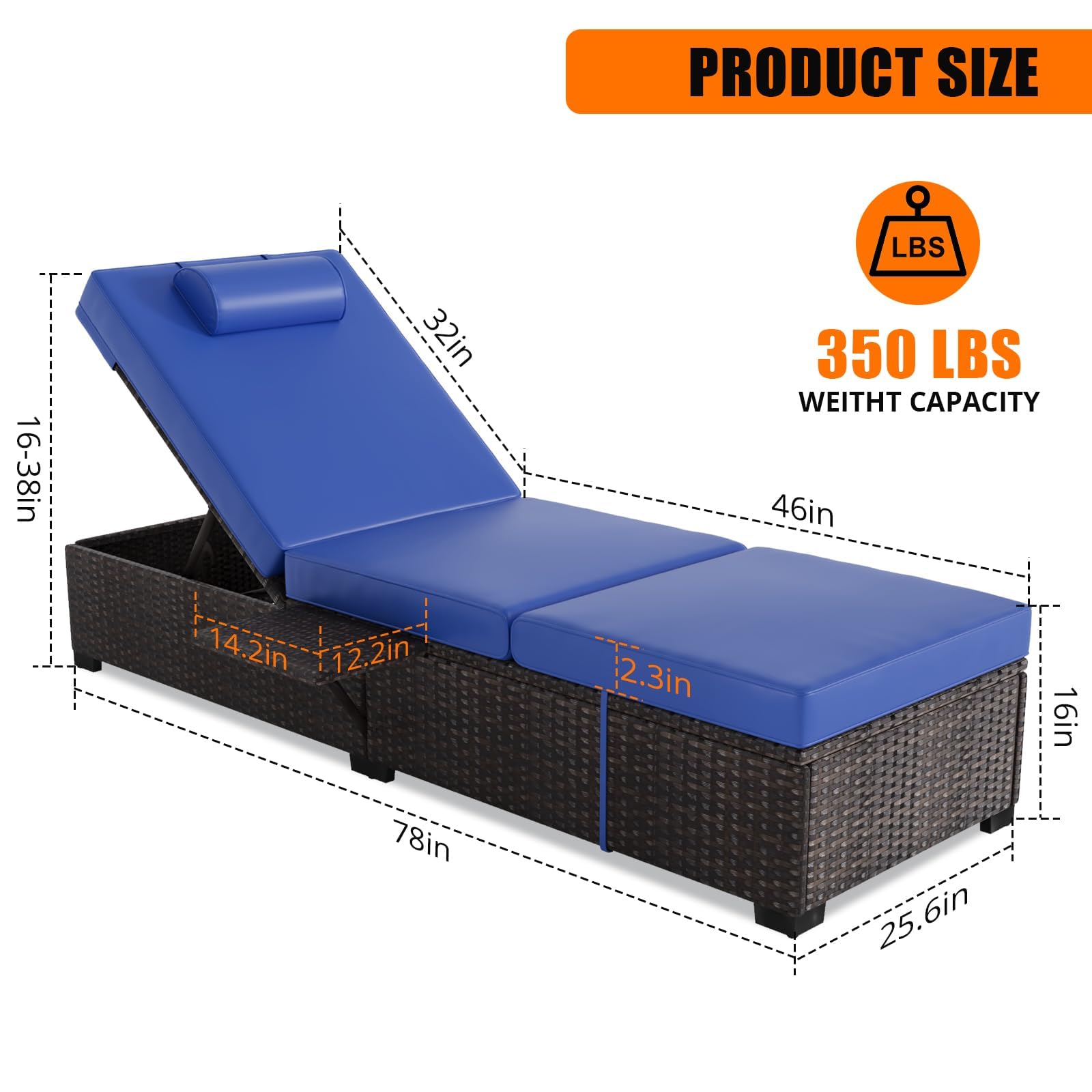 Juego de 2 Sillas de Jardín, S - Deck Chair Lounger reseña y precio